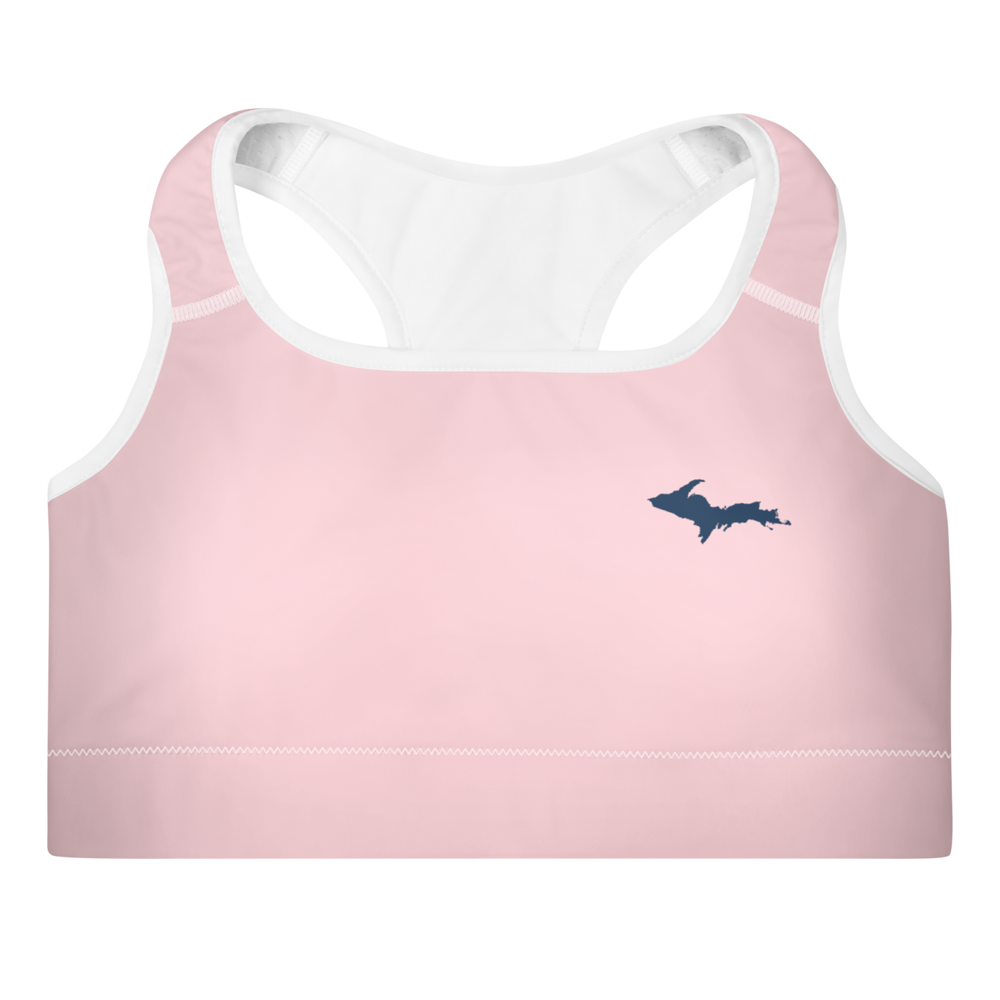 Michigan Upper Peninsula Padded Sports Bra (w/ UP Outline) | Pale Pink