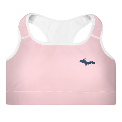 Michigan Upper Peninsula Padded Sports Bra (w/ UP Outline) | Pale Pink