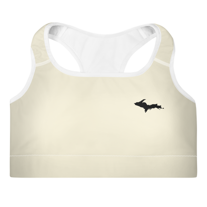 Michigan Upper Peninsula Padded Sports Bra (w/ UP Outline) | Ivory