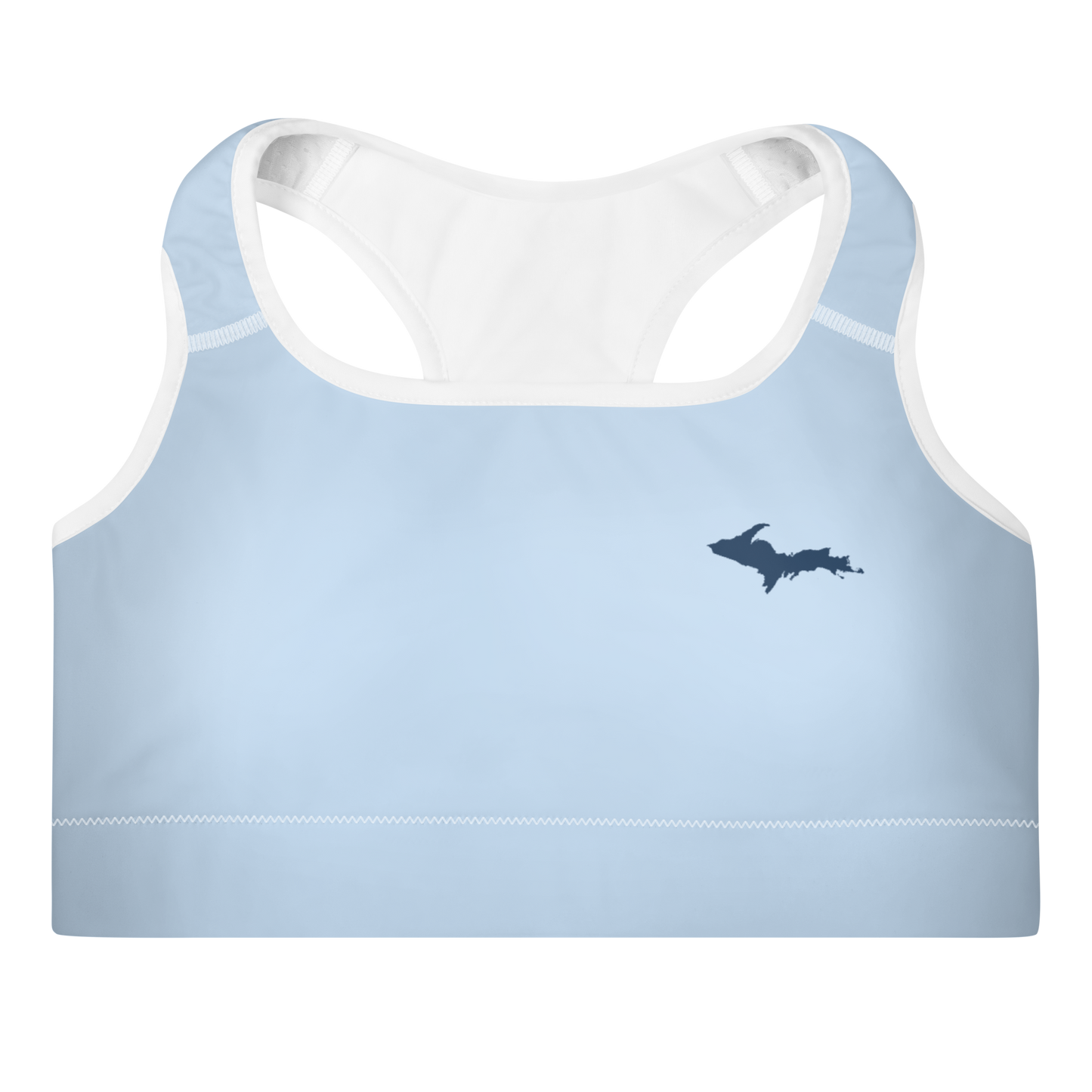 Michigan Upper Peninsula Padded Sports Bra (w/ UP Outline) | Light Blue