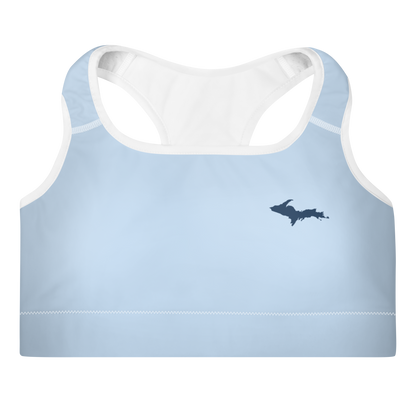 Michigan Upper Peninsula Padded Sports Bra (w/ UP Outline) | Light Blue