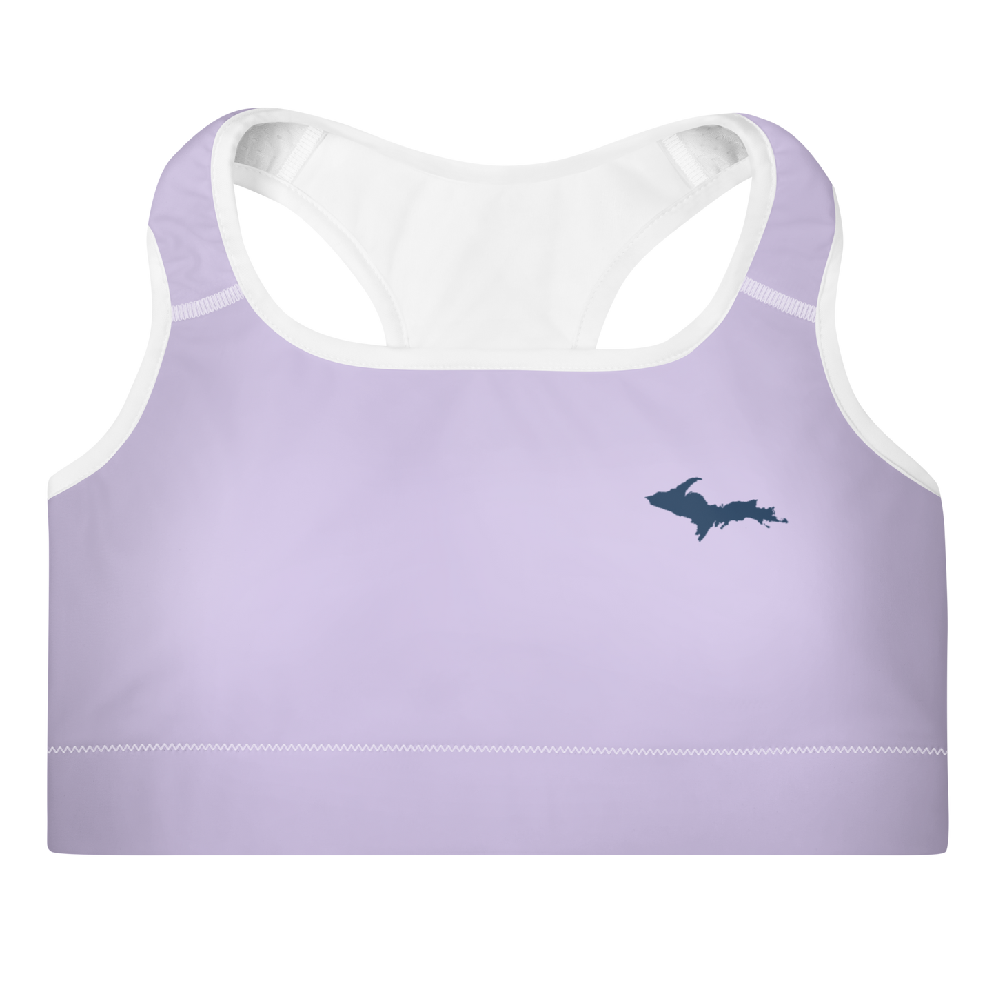 Michigan Upper Peninsula Padded Sports Bra (w/ UP Outline) | Lavender