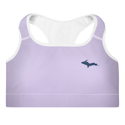 Michigan Upper Peninsula Padded Sports Bra (w/ UP Outline) | Lavender