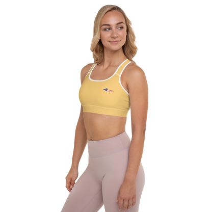 Michigan Upper Peninsula Padded Sports Bra (w/ UP USA Flag Outline) | Citrine