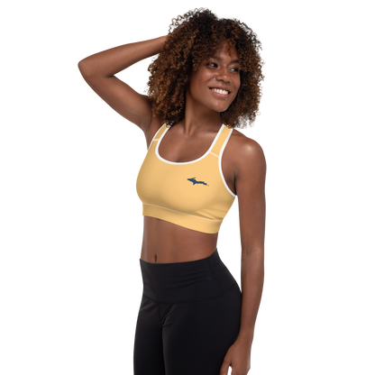 Michigan Upper Peninsula Padded Sports Bra (w/ UP Outline) | Apricot