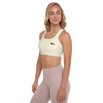 Michigan Upper Peninsula Padded Sports Bra (w/ UP Outline) | Ivory