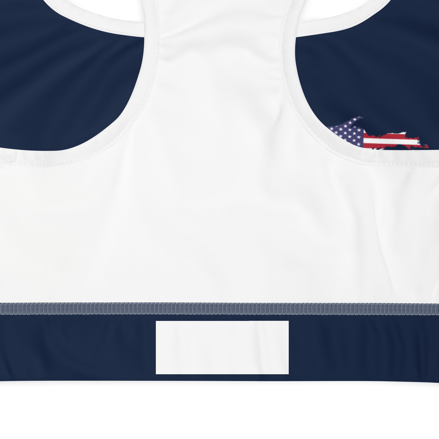 Michigan Upper Peninsula Padded Sports Bra (w/ UP USA Flag Outline) | Navy