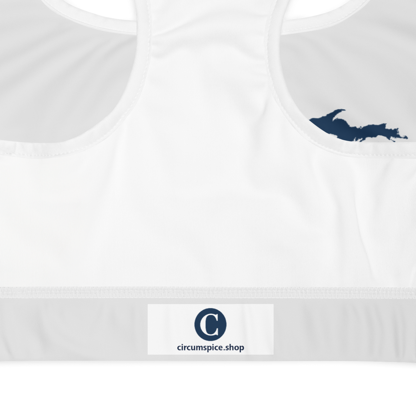 Michigan Upper Peninsula Padded Sports Bra (w/ UP Outline) | Birch Bark White