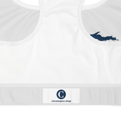 Michigan Upper Peninsula Padded Sports Bra (w/ UP Outline) | Birch Bark White