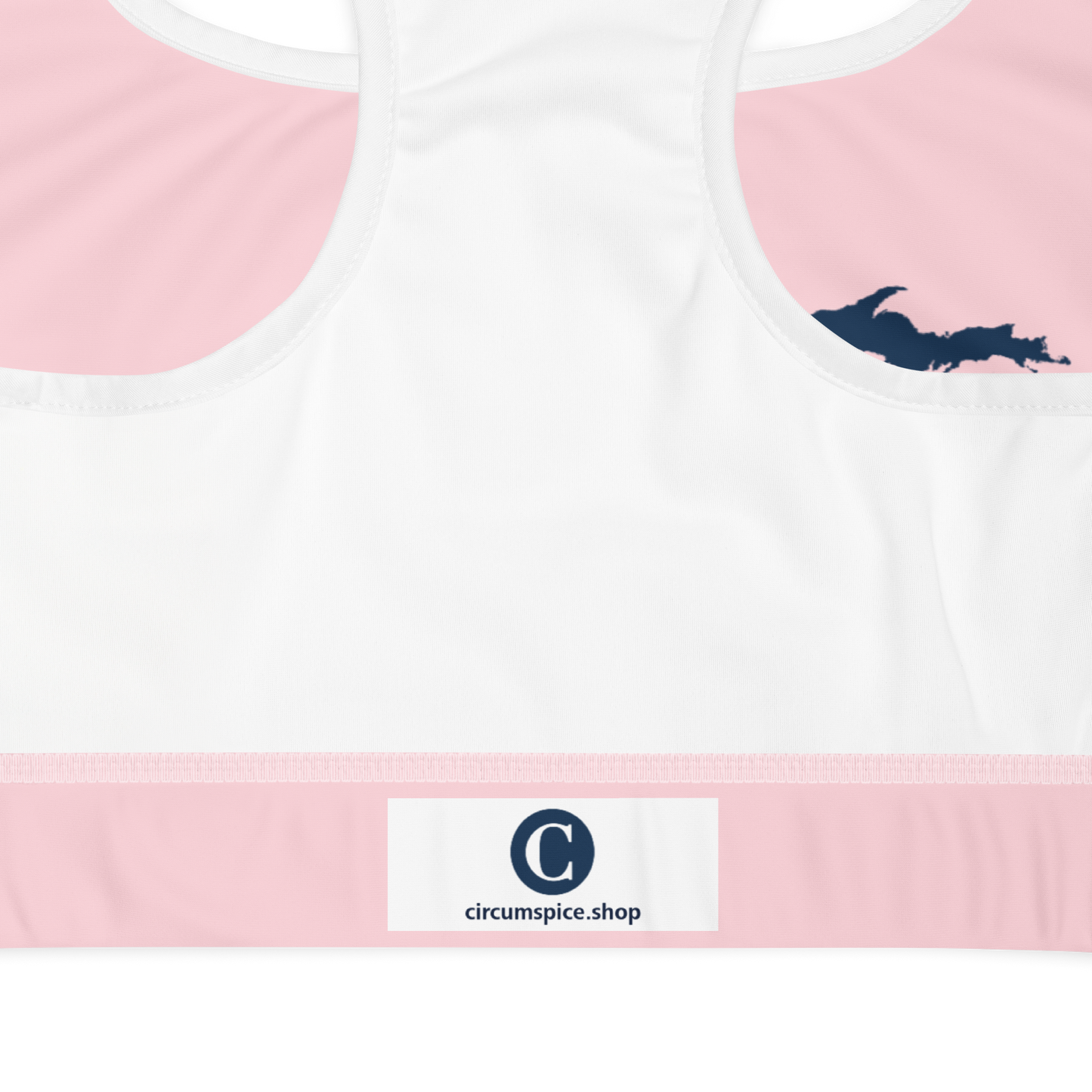 Michigan Upper Peninsula Padded Sports Bra (w/ UP Outline) | Pale Pink