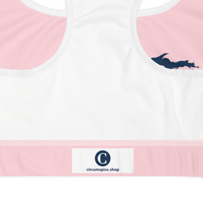 Michigan Upper Peninsula Padded Sports Bra (w/ UP Outline) | Pale Pink