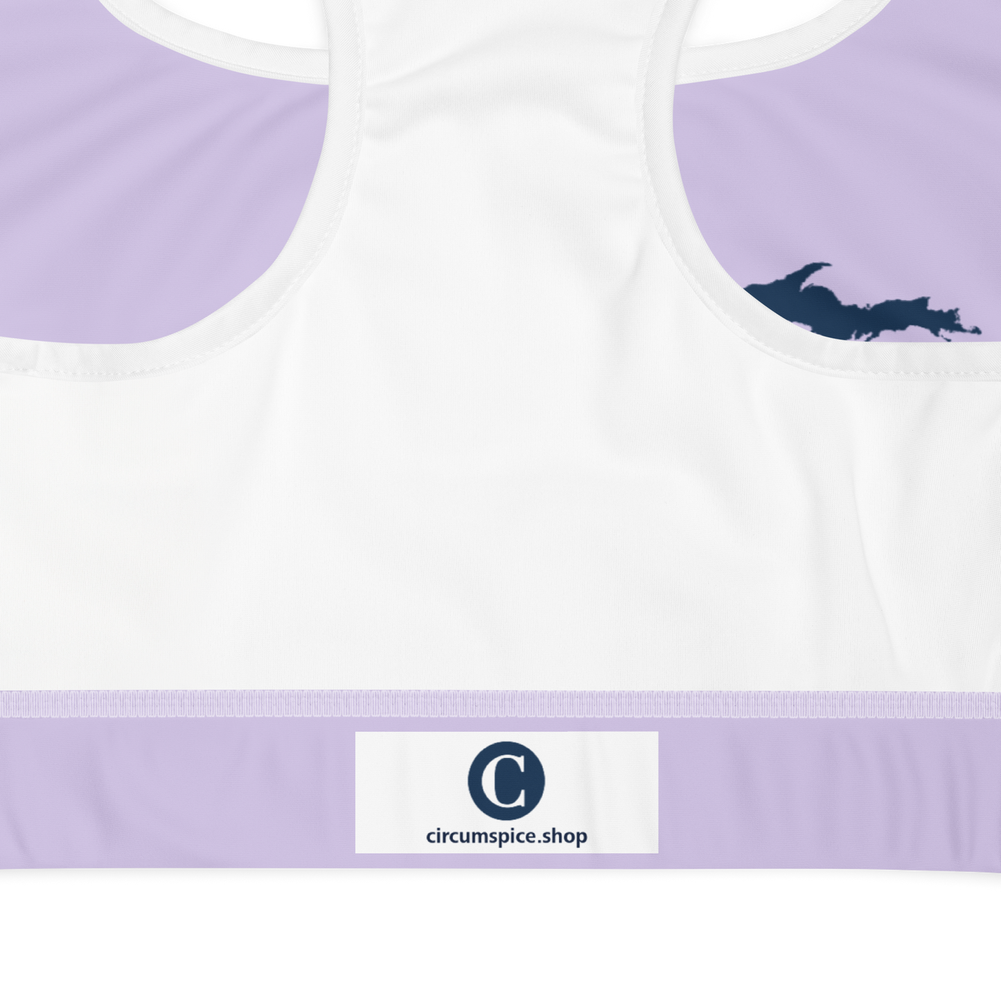 Michigan Upper Peninsula Padded Sports Bra (w/ UP Outline) | Lavender