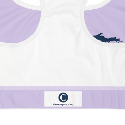 Michigan Upper Peninsula Padded Sports Bra (w/ UP Outline) | Lavender