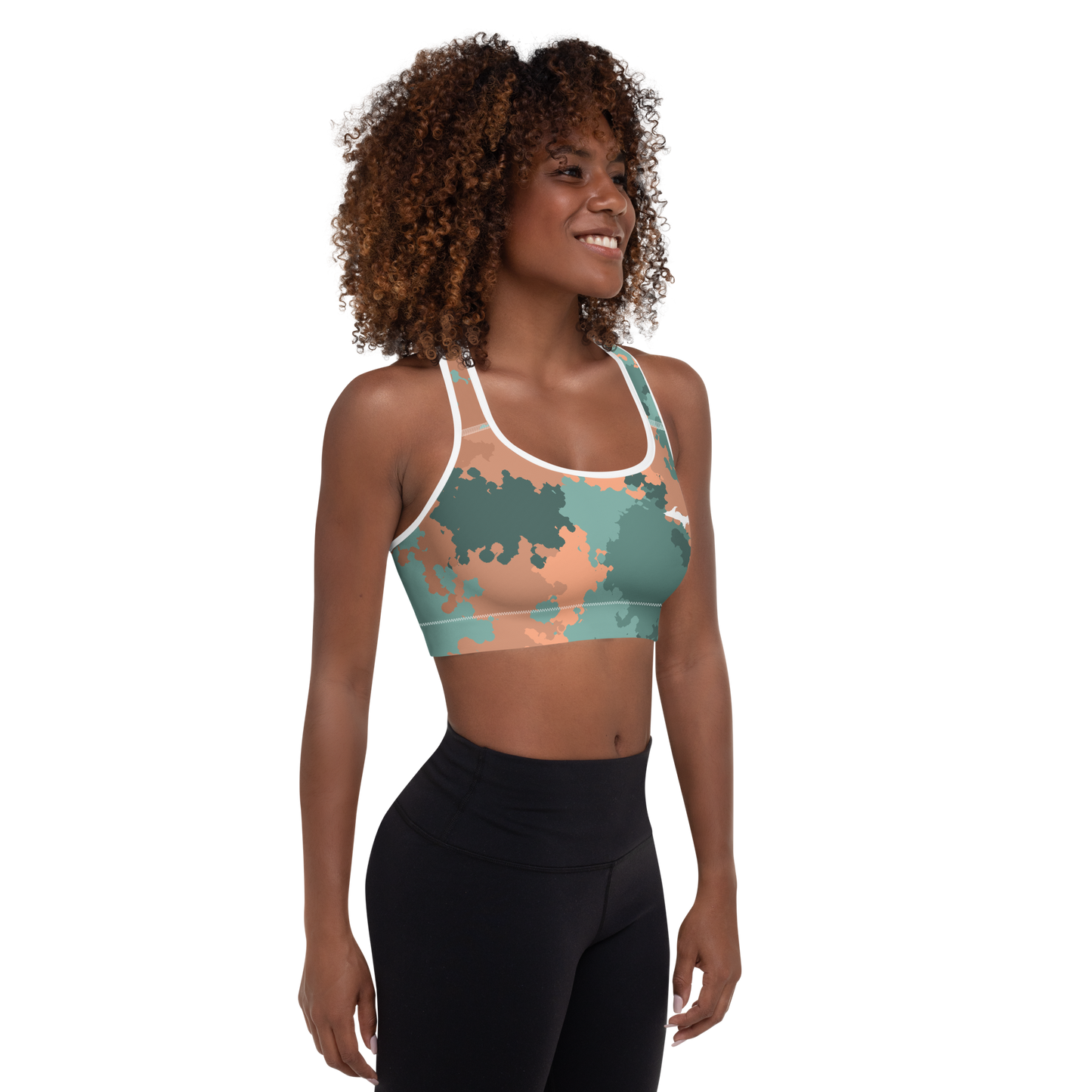 Michigan Upper Peninsula Padded Sports Bra (w/ UP Outline) | Copper Country Camo