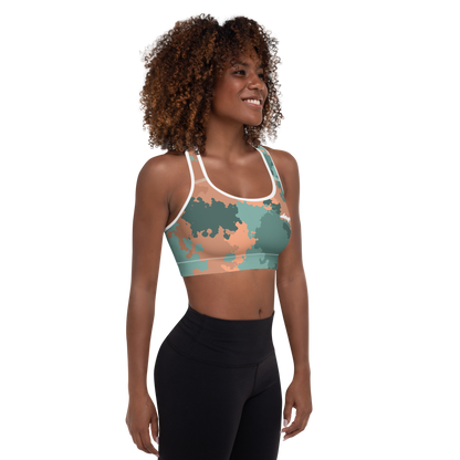 Michigan Upper Peninsula Padded Sports Bra (w/ UP Outline) | Copper Country Camo