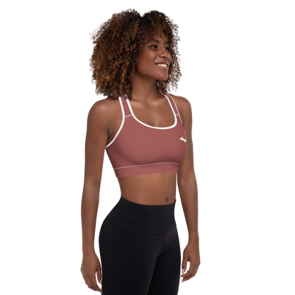 Michigan Upper Peninsula Padded Sports Bra (w/ UP Outline) | Ore Dock Red