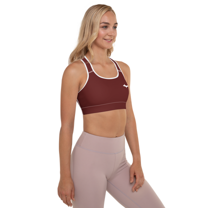 Michigan Upper Peninsula Padded Sports Bra (w/ UP Outline) | Cherrywood Color