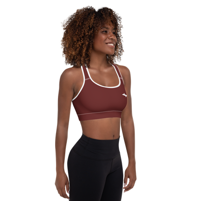 Michigan Upper Peninsula Padded Sports Bra (w/ UP Outline) | Cherrywood Color