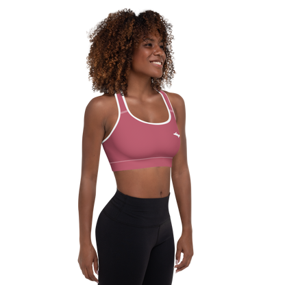 Michigan Upper Peninsula Padded Sports Bra (w/ UP Outline) | Popstar Pink