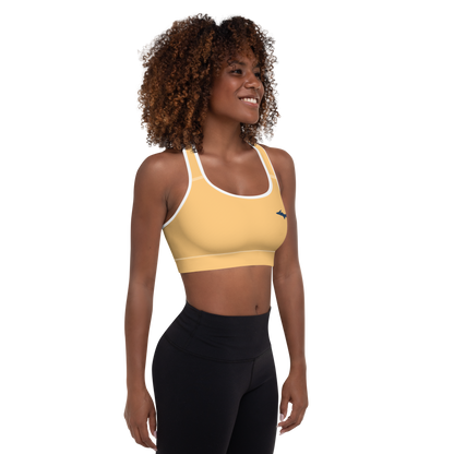 Michigan Upper Peninsula Padded Sports Bra (w/ UP Outline) | Apricot