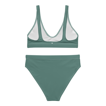 Michigan Upper Peninsula High-Waisted Bikini (w/ Dual UP Outlines) | Copper Green