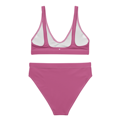 Michigan Upper Peninsula High-Waisted Bikini (w/ Dual UP Outlines) | Apple Blossom Pink