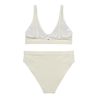 Michigan Upper Peninsula High-Waisted Bikini (w/ Dual UP Outlines) | Ivory White