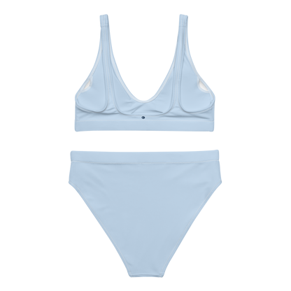 Michigan Upper Peninsula High-Waisted Bikini (w/ UP USA Flag) | Light Blue