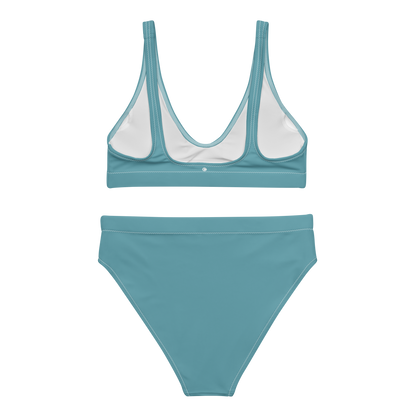 Michigan Upper Peninsula High-Waisted Bikini (w/ UP USA Flag) | Lake Huron Blue