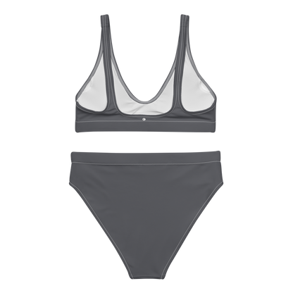 Michigan Upper Peninsula High-Waisted Bikini (w/ UP USA Flag) | Iron Ore Grey