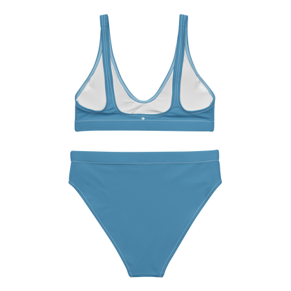 Michigan Upper Peninsula High-Waisted Bikini (w/ UP USA Flag) | Lake Michigan Blue