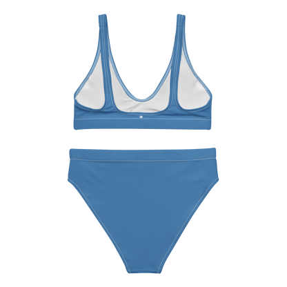 Michigan Upper Peninsula High-Waisted Bikini (w/ UP USA Flag) | Lake Superior Blue