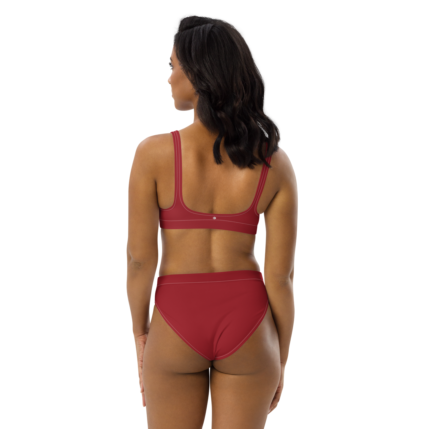 Michigan Upper Peninsula High-Waisted Bikini (w/ UP USA Flag) | Thimbleberry Red