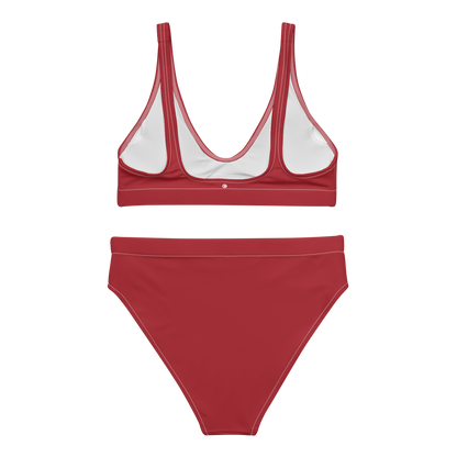 Michigan Upper Peninsula High-Waisted Bikini (w/ UP USA Flag) | Thimbleberry Red