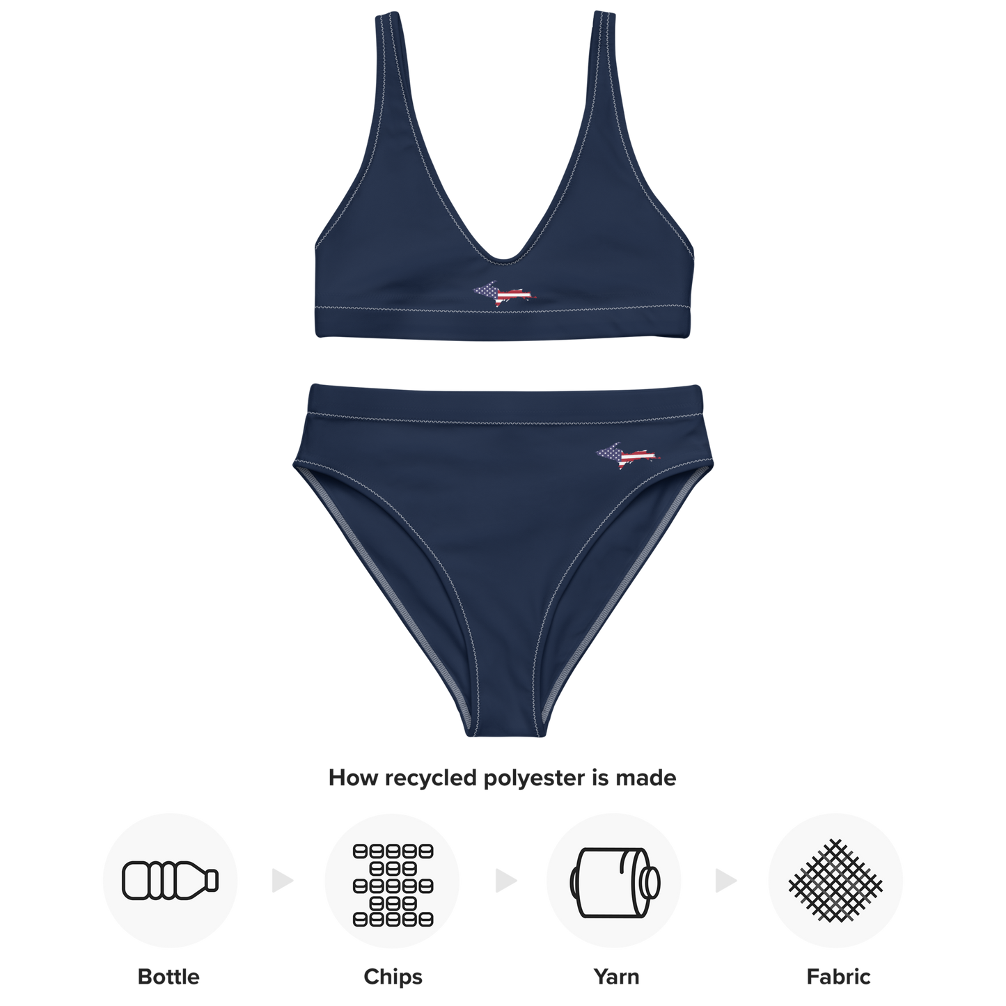 Michigan Upper Peninsula Bikini (w/ UP USA Flag Outline) | High-Waisted - Navy