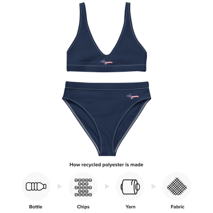 Michigan Upper Peninsula Bikini (w/ UP USA Flag Outline) | High-Waisted - Navy