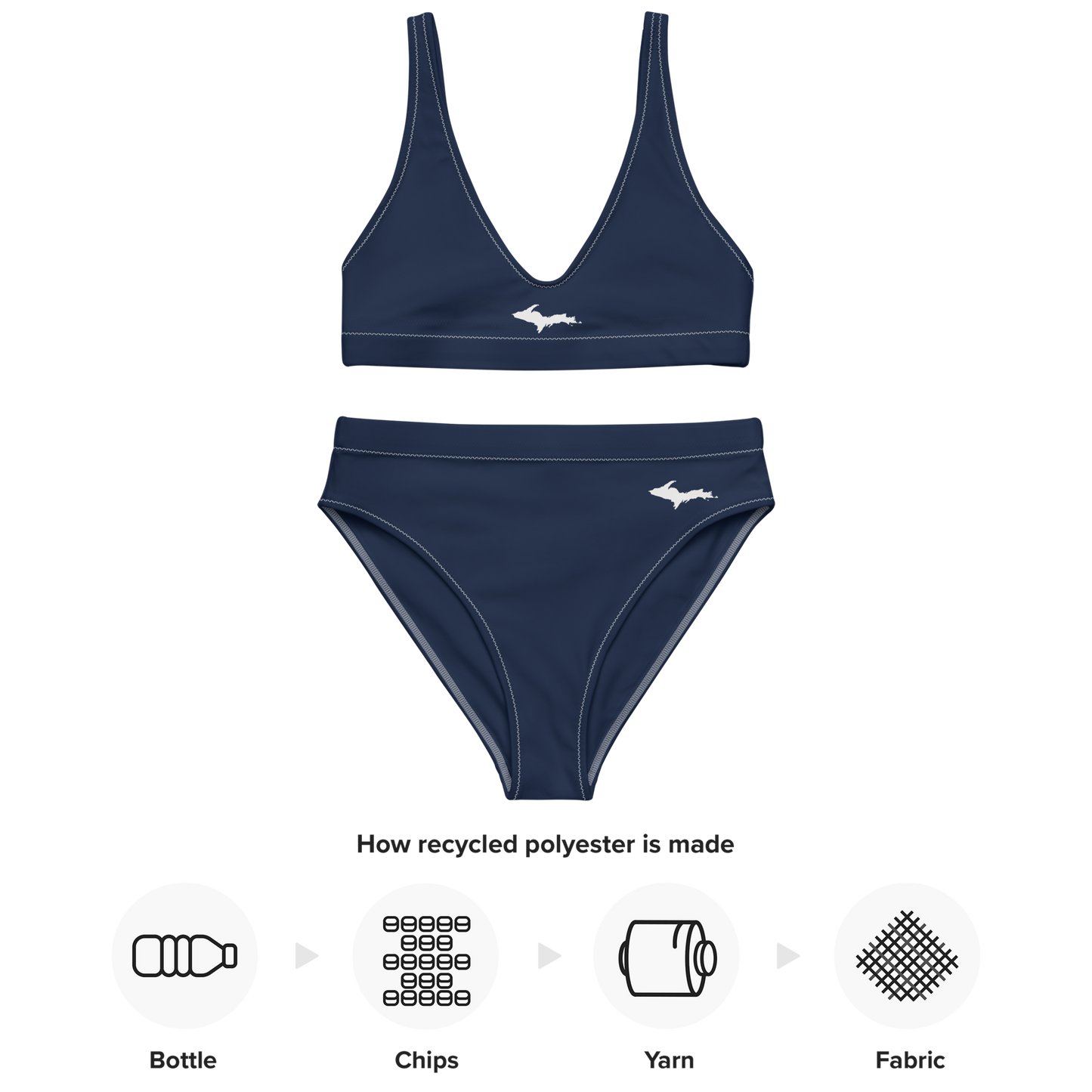 Michigan Upper Peninsula HIgh-Waisted Bikini (w/ Dual UP Outlines) | Navy