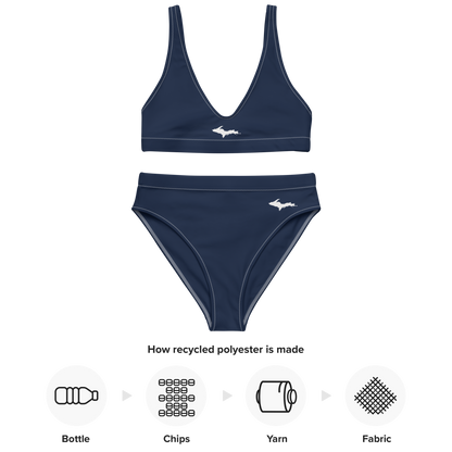 Michigan Upper Peninsula HIgh-Waisted Bikini (w/ Dual UP Outlines) | Navy