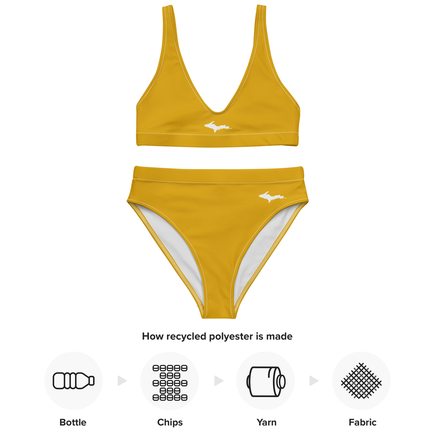 Michigan Upper Peninsula High-Waisted Bikini (w/ Dual UP Outlines) | Gold