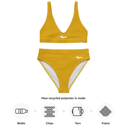 Michigan Upper Peninsula High-Waisted Bikini (w/ Dual UP Outlines) | Gold