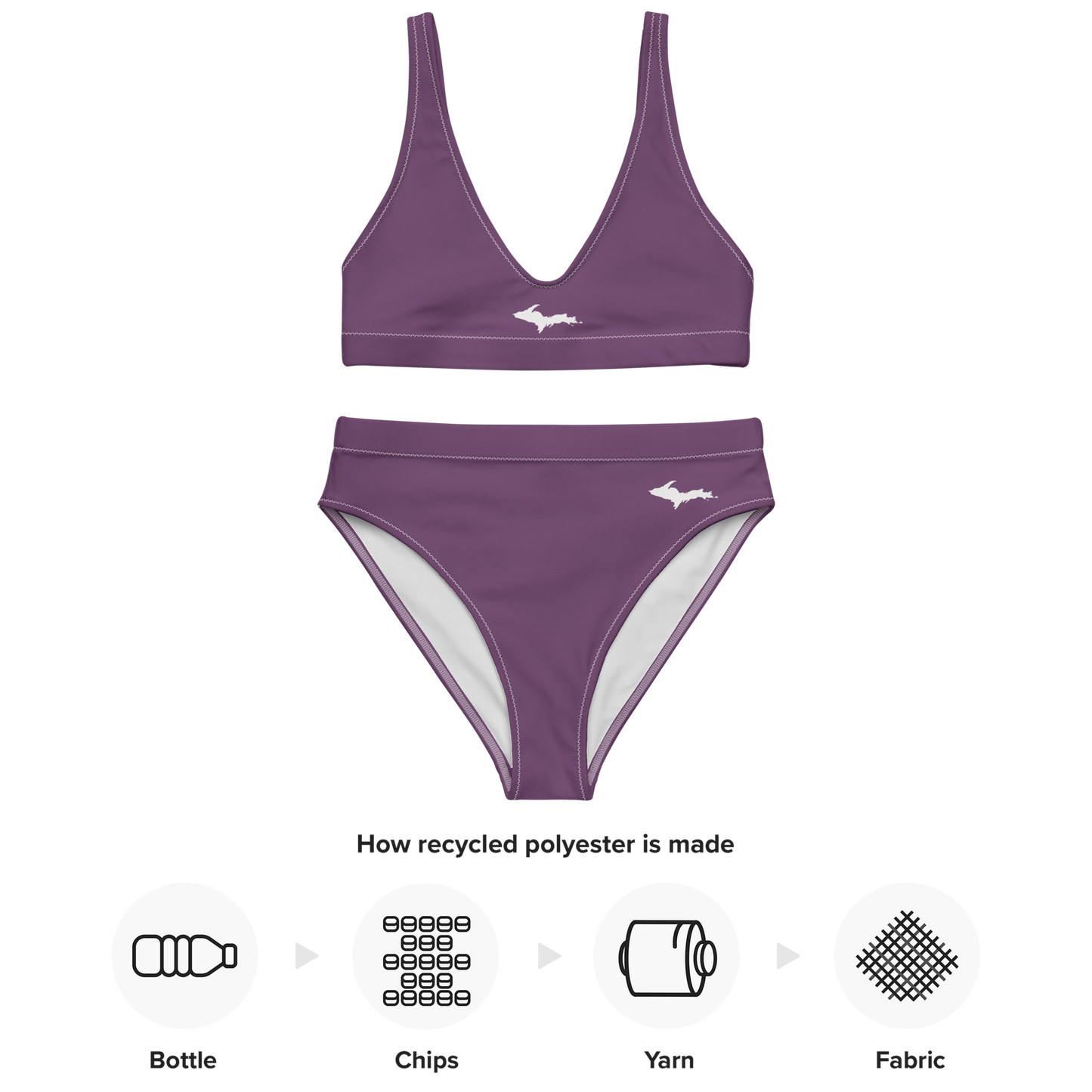 Michigan Upper Peninsula High-Waisted Bikini (w/ Dual UP Outlines) | Plum