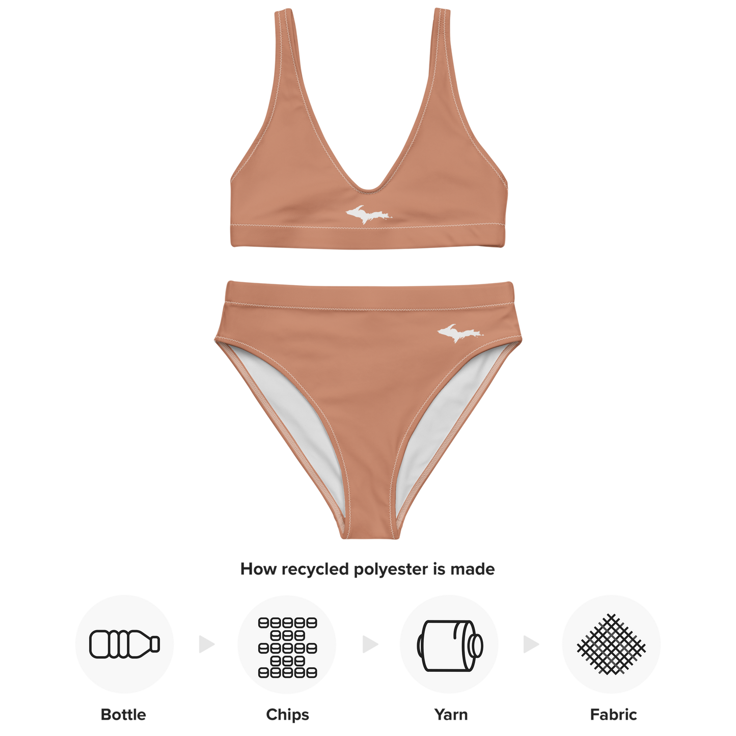 Michigan Upper Peninsula High-Waisted Bikini (w/ Dual UP Outlines) | Copper Color