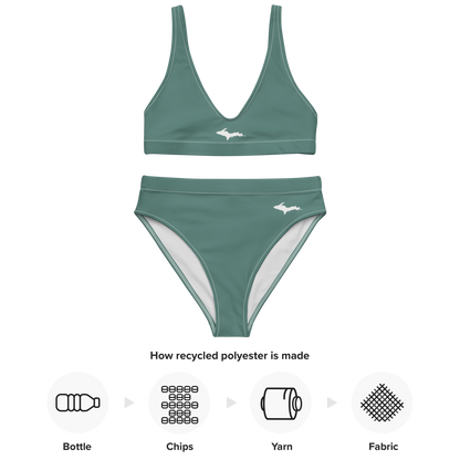 Michigan Upper Peninsula High-Waisted Bikini (w/ Dual UP Outlines) | Copper Green