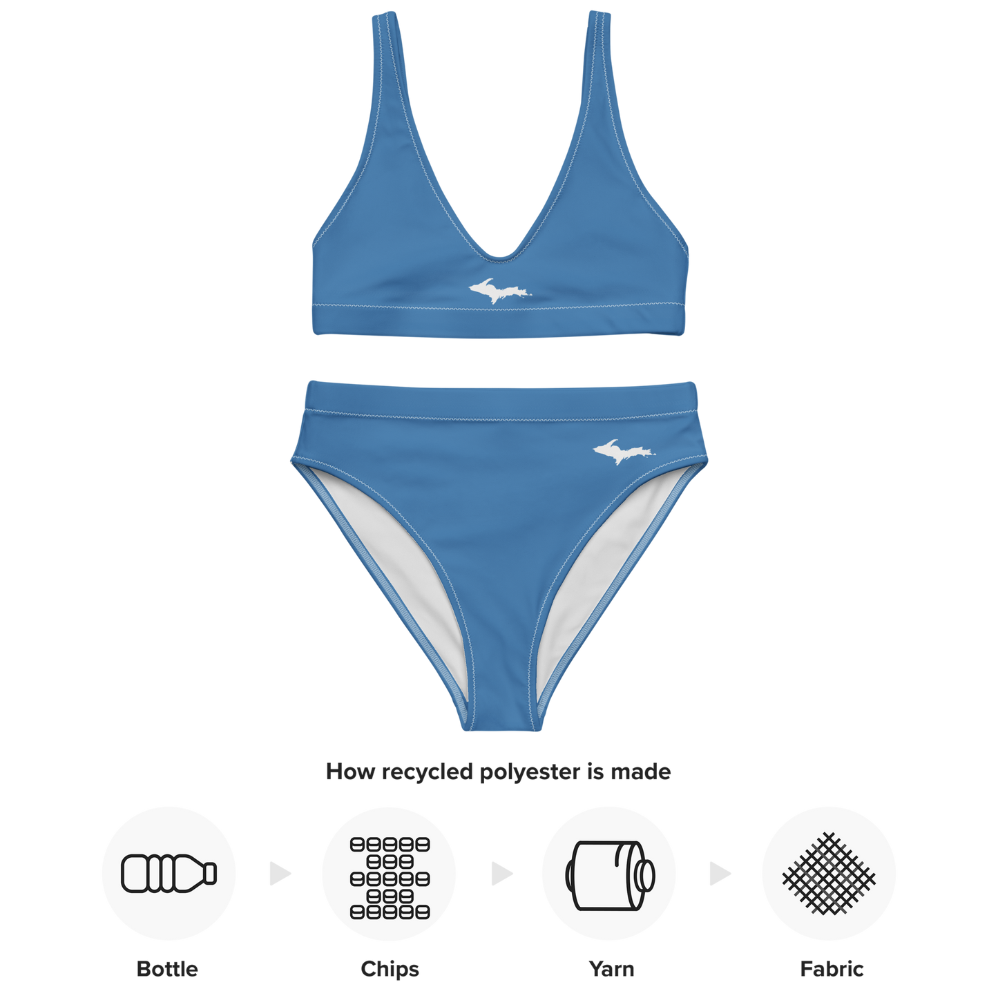 Michigan Upper Peninsula High-Waisted Bikini (w/ Dual UP Outlines) | Lake Superior Blue