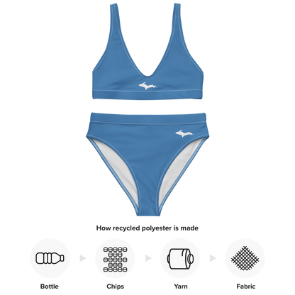 Michigan Upper Peninsula High-Waisted Bikini (w/ Dual UP Outlines) | Lake Superior Blue