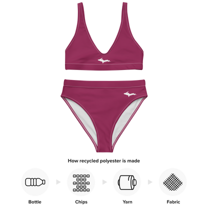 Michigan Upper Peninsula High-Waisted Bikini (w/ Dual UP Outlines) | Ruby Red