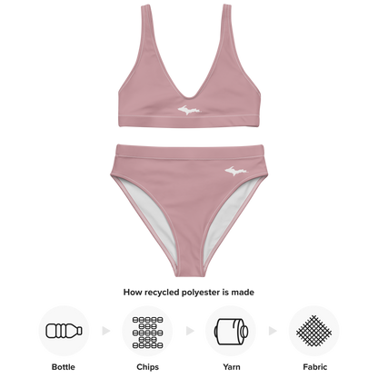 Michigan Upper Peninsula High-Waisted Bikini (w/ Dual UP Outlines) | Cherry Blossom Pink