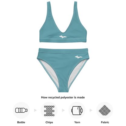 Michigan Upper Peninsula High-Waisted Bikini (w/ Dual UP Outlines) | Lake Huron Blue