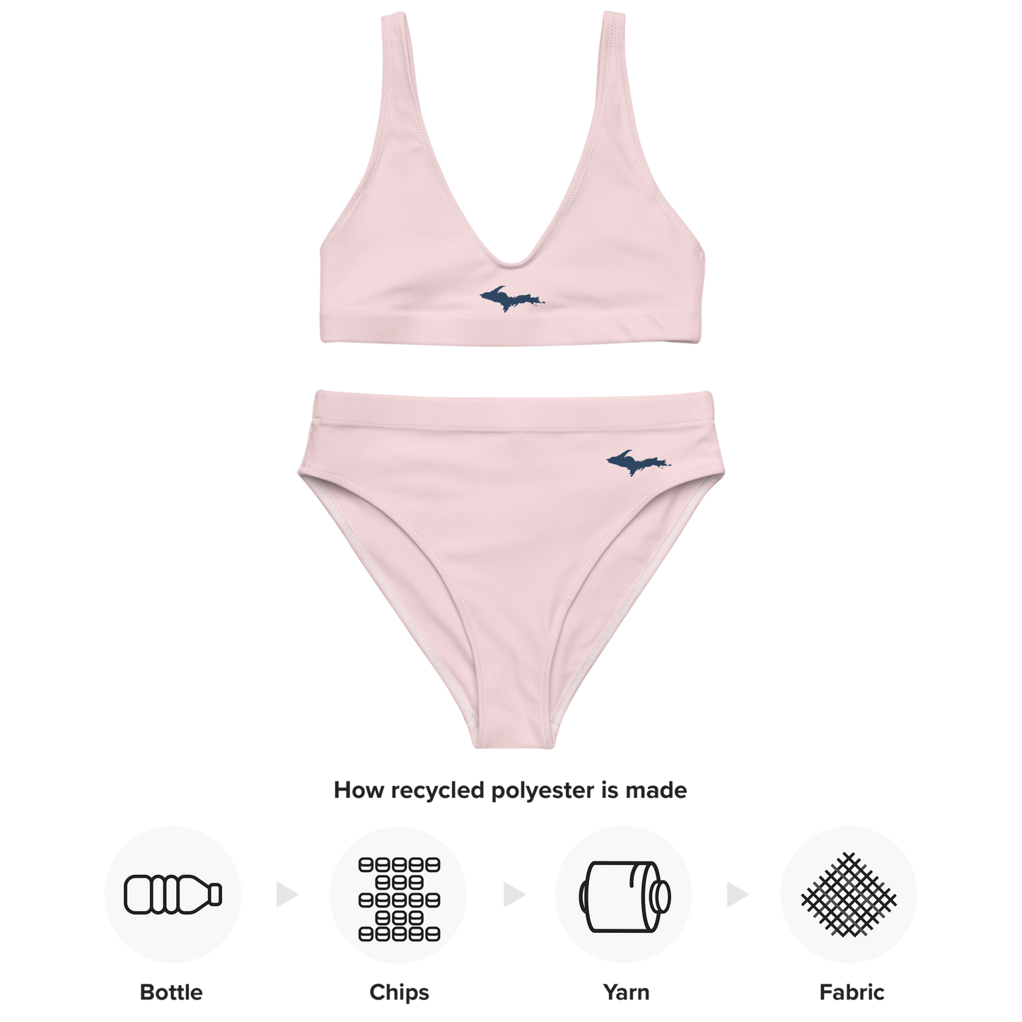 Michigan Upper Peninsula High-Waisted Bikini (w/ Dual UP Outlines) | Pale Pink