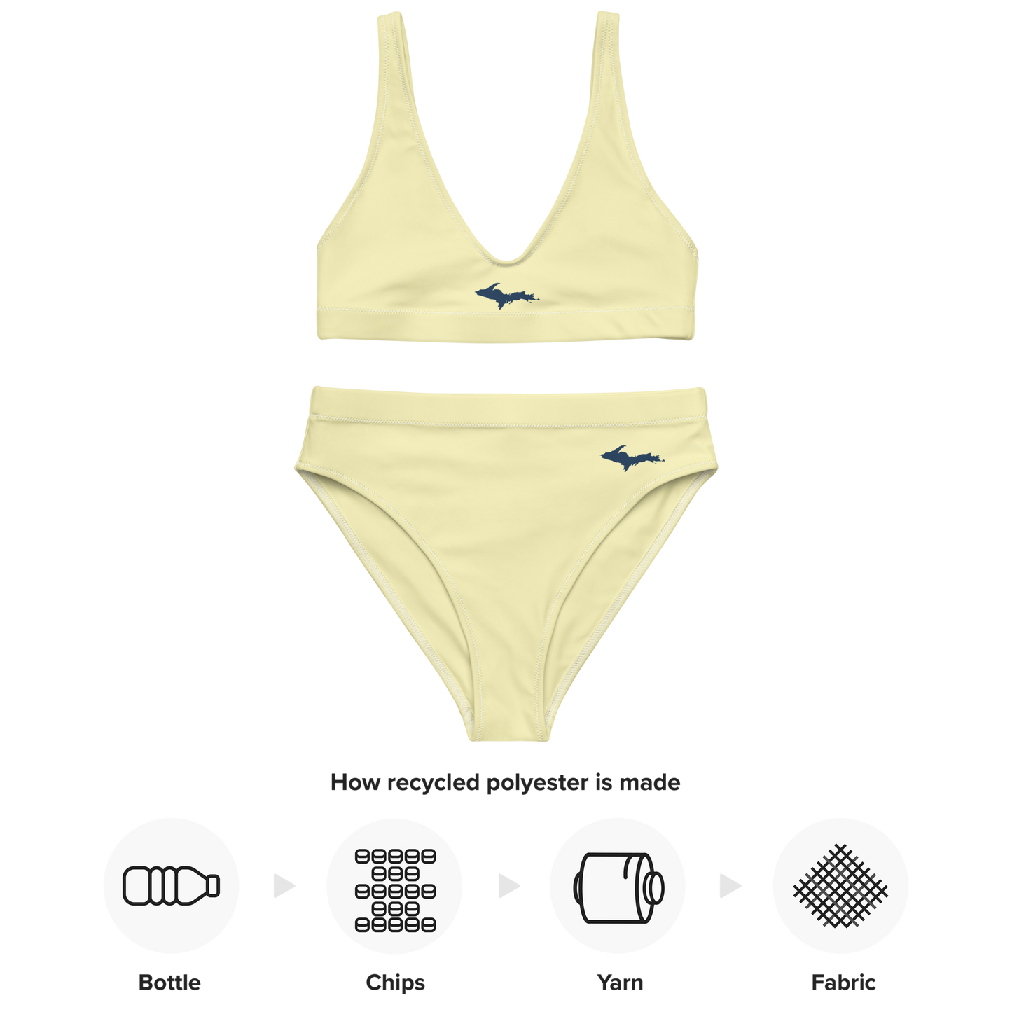 Michigan Upper Peninsula High-Waisted Bikini (w/ Dual UP Outlines) | Canary Yellow